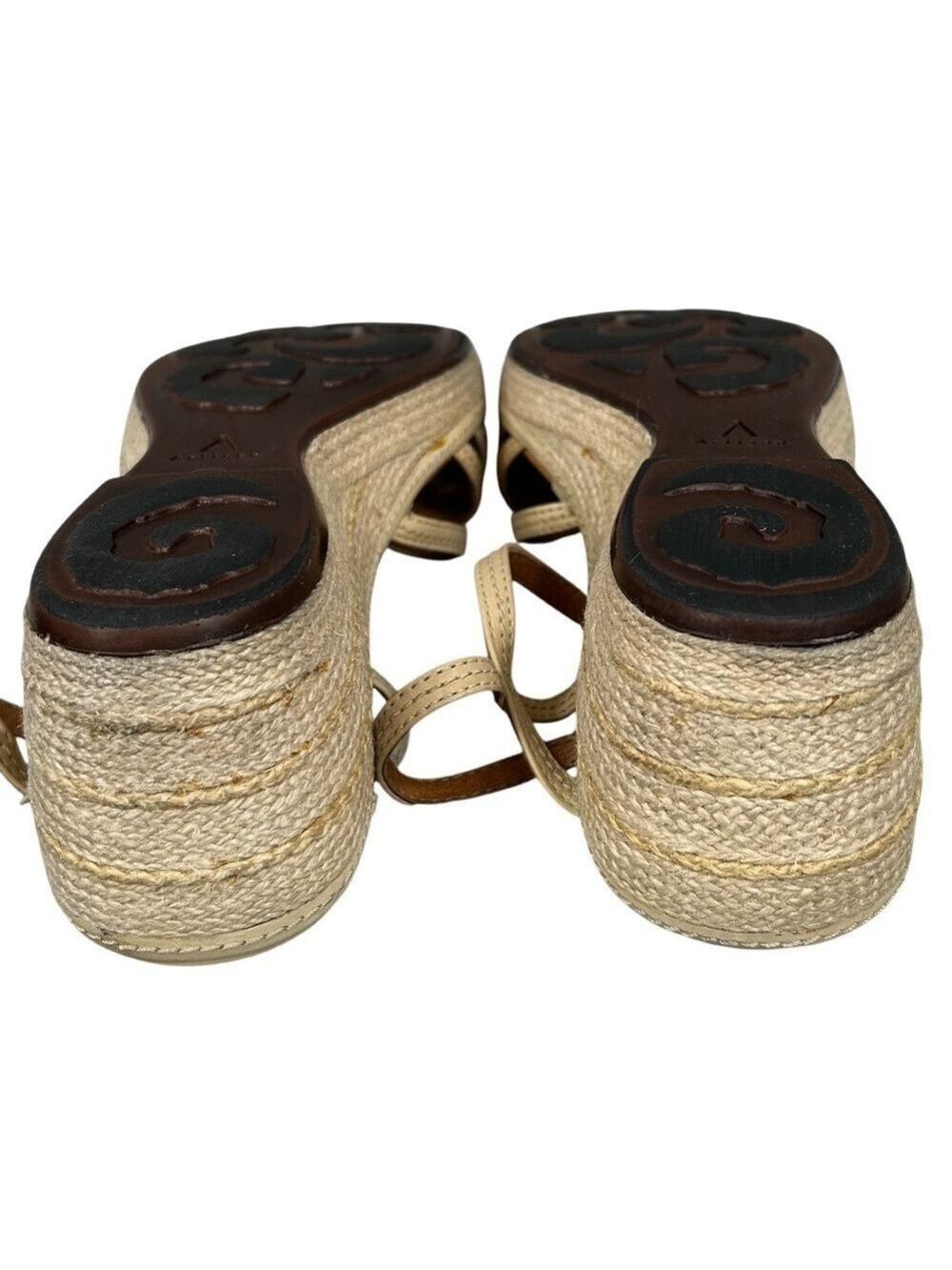 Clarks Artisan Collection Espadrille Tan Strappy Rope Wedge Sandals Size 11 - Picture 12 of 13